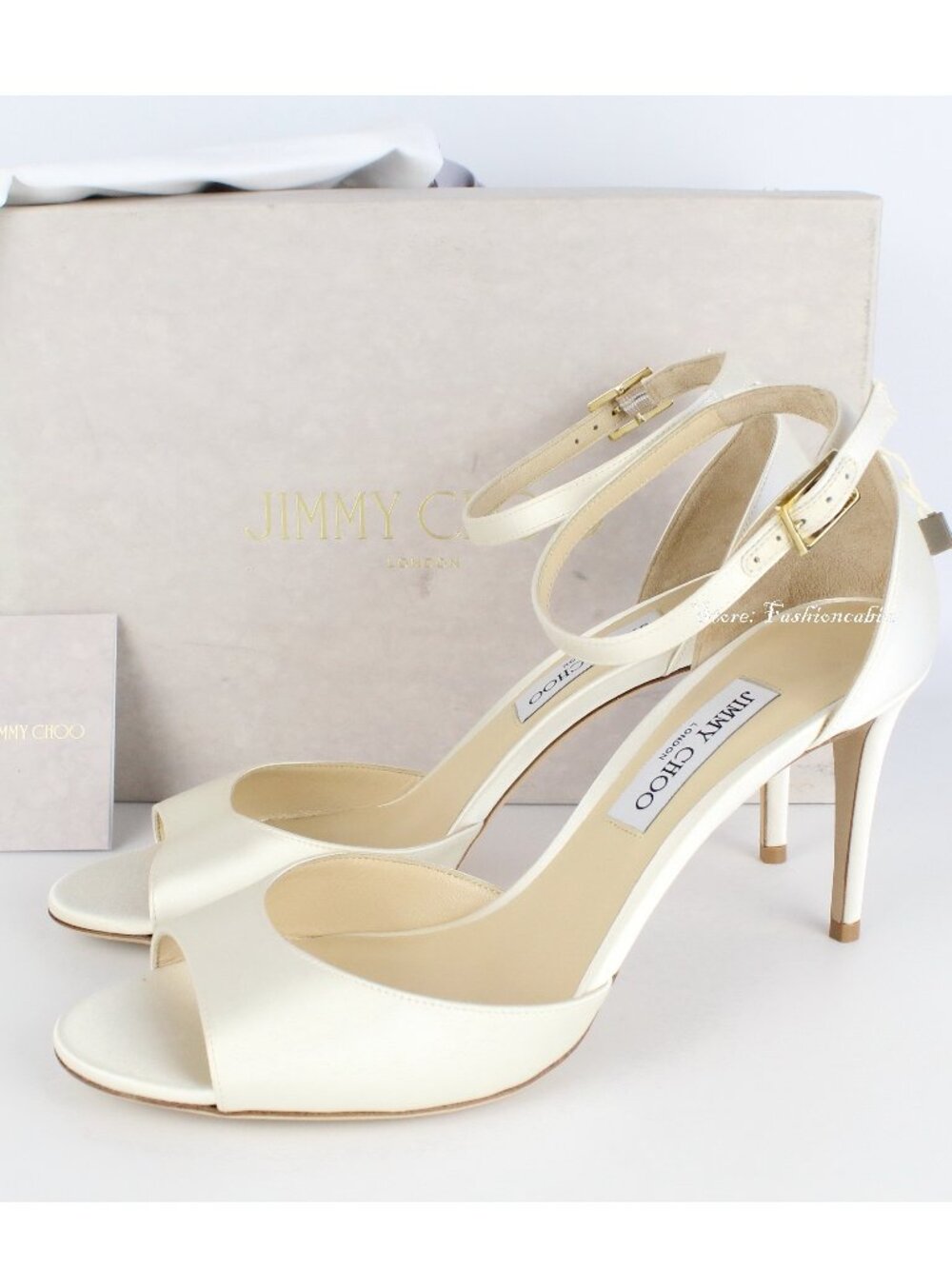 NEW JIMMY CHOO Ivory Annie 85 Sandals US 12 Buckle Fastening Ankle Strap